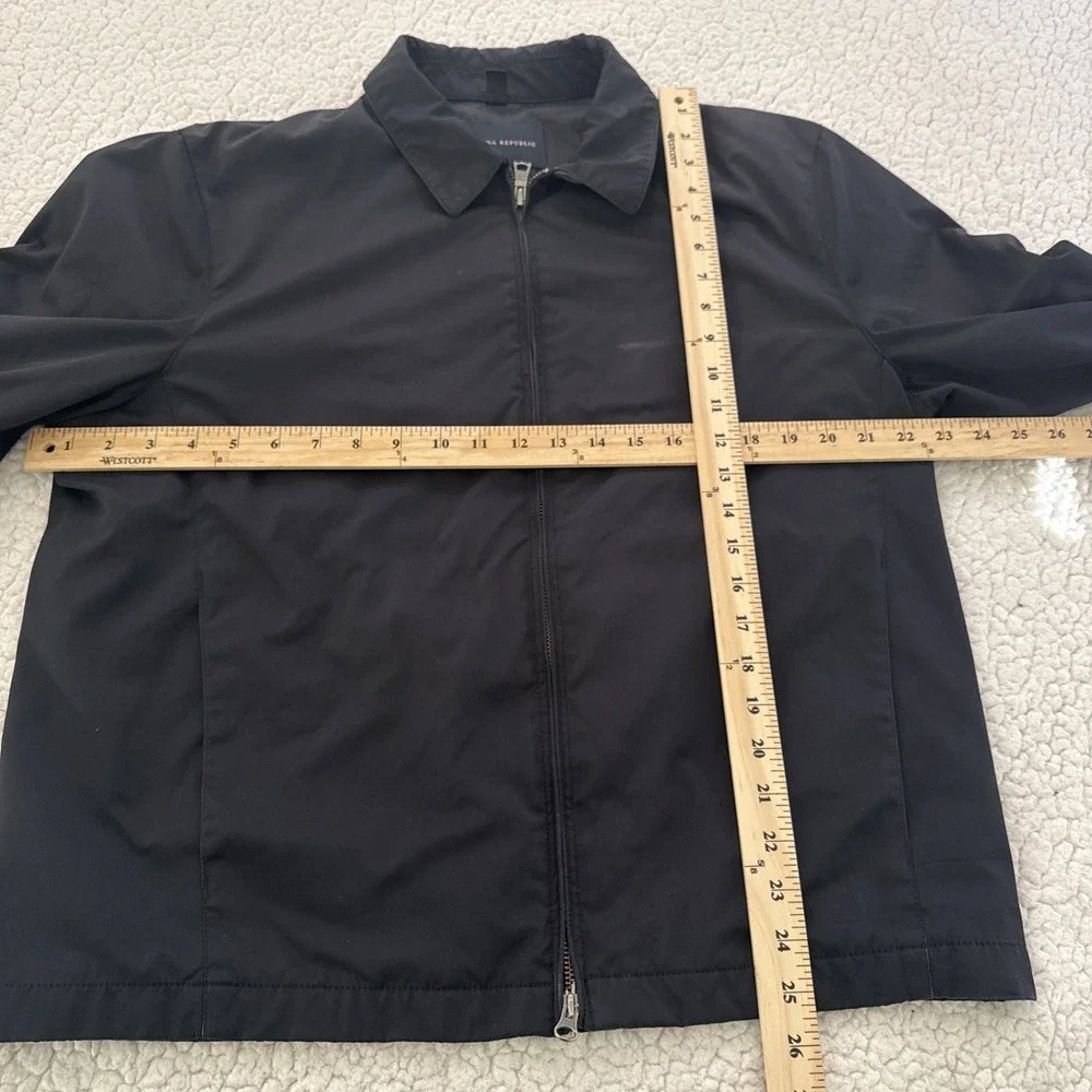 Men's Banana Republic Black Windbreaker Full Zip Jacket Size L Preppy Casual